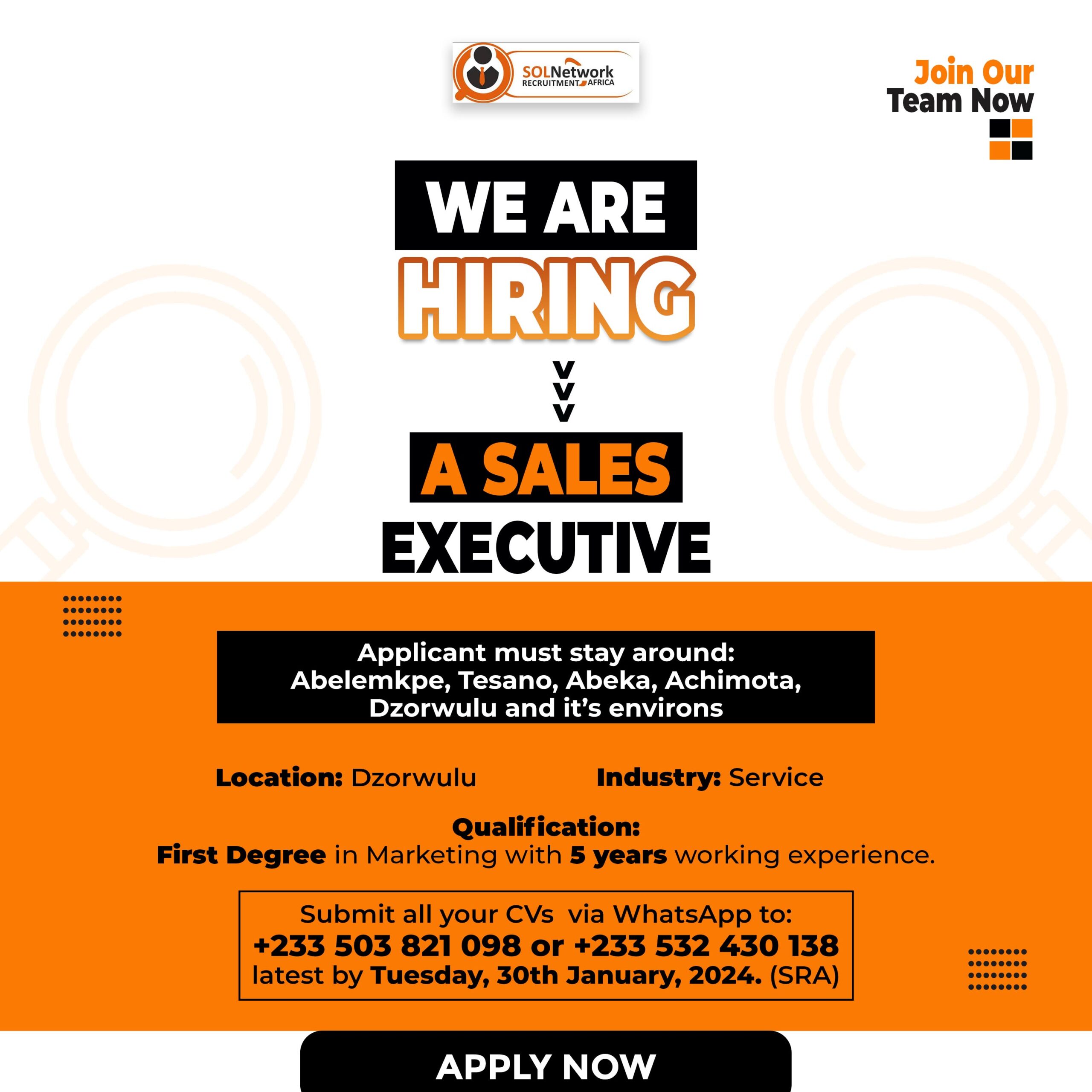 Sales Executive (Dzorwulu)