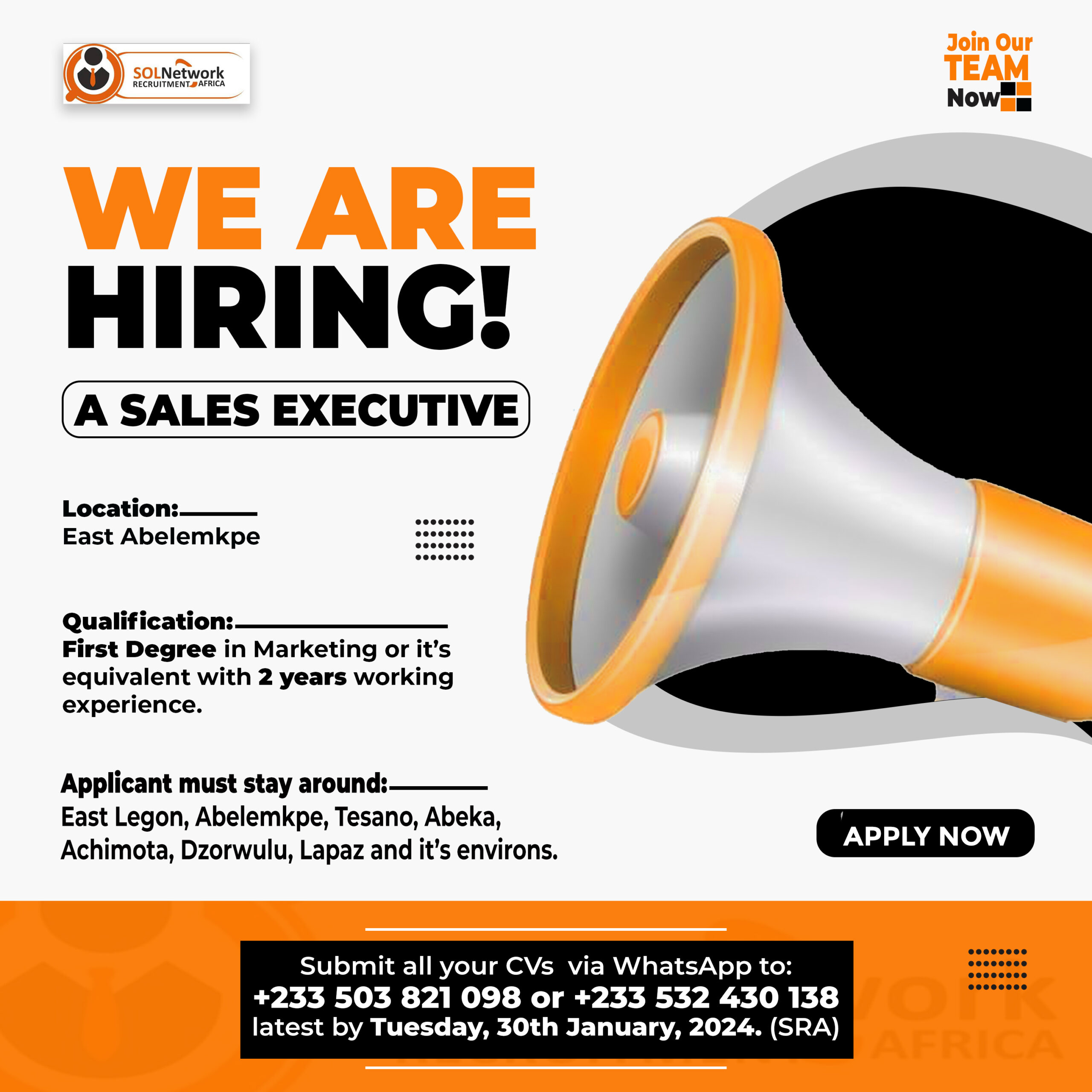 Sales Executive (East Abelemkpe)